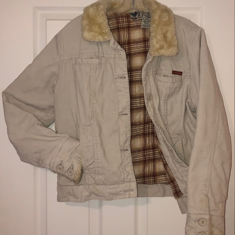 Roxy Jeans Corduroy Jacket with Faux Fur Collar & Cuffs